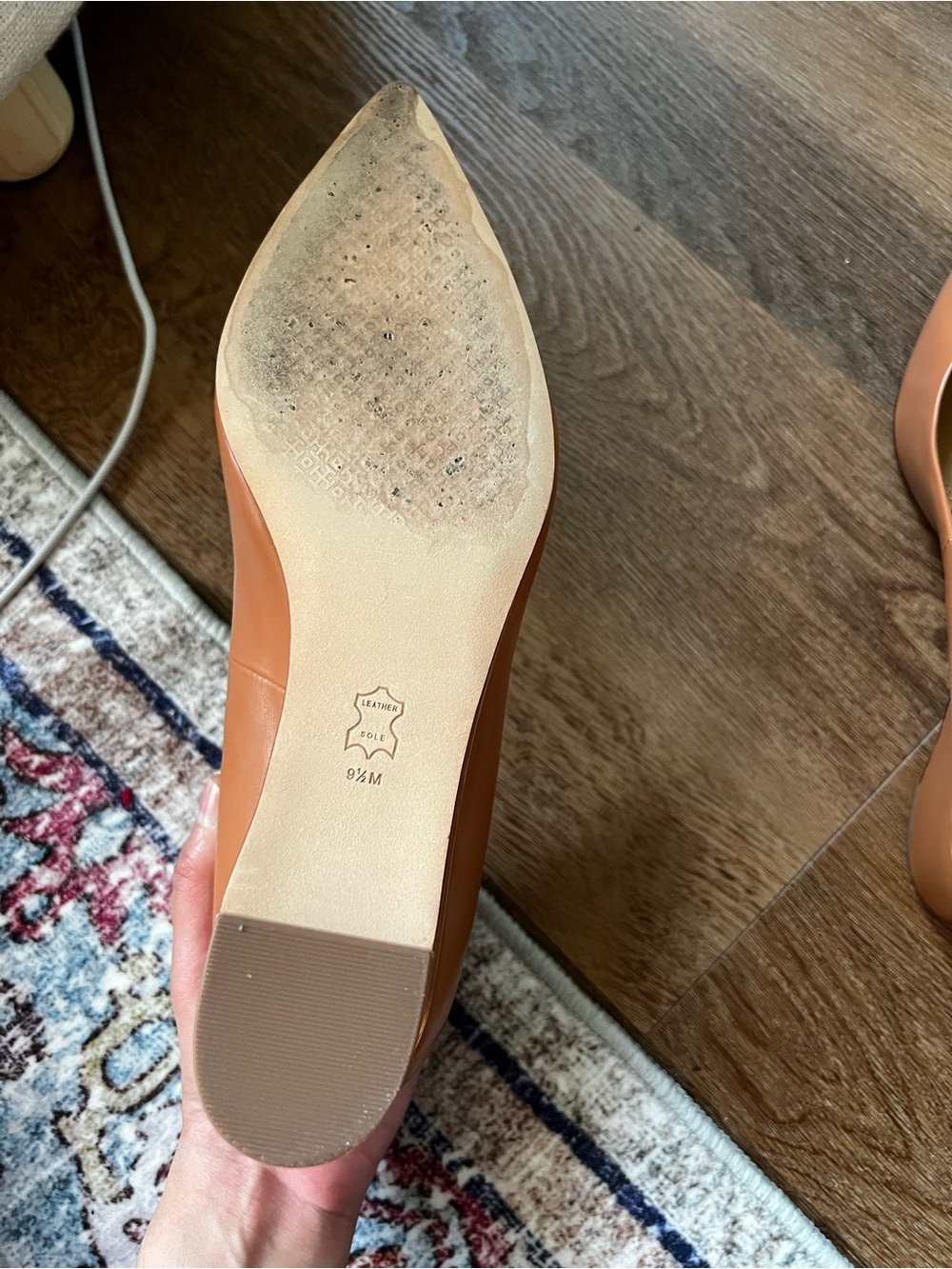 Tory Burch Gigi 55mm Wedge Flats Tan Leather Pointed Toe Size 9.5 - Picture 4 of 9